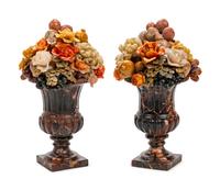 A Pair of Italian Variegated Marble Urns