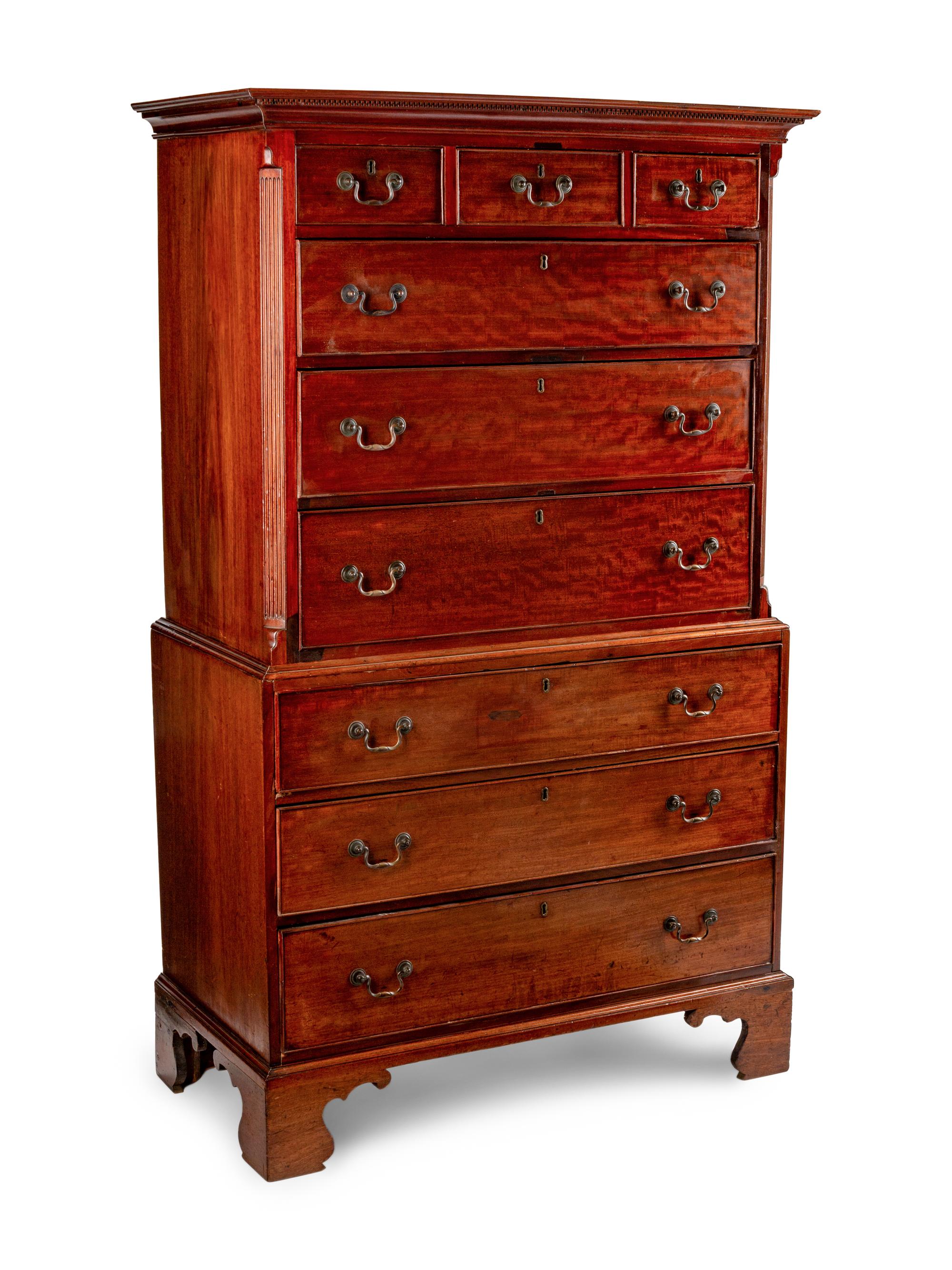 A George III Mahogany Chest on Chest — 19TH CENTURY