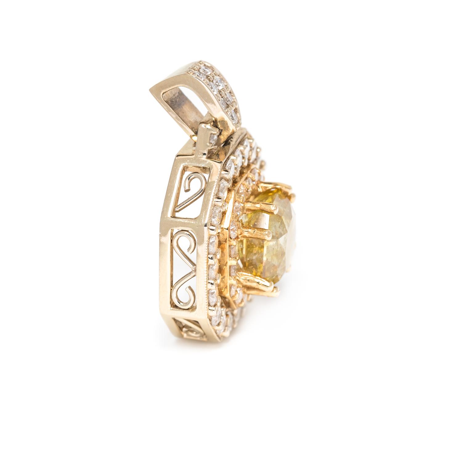 FANCY DEEP YELLOW DIAMOND AND DIAMOND PENDANT