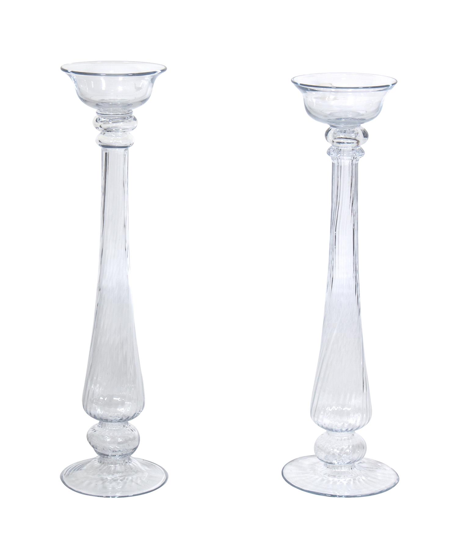 A Pair of Italian Blown Glass Pricket Sticks Height 27 inches. — SECOND HALF 20TH CENTURY