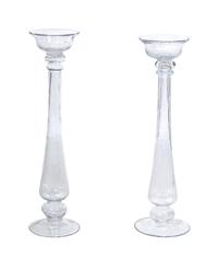 A Pair of Italian Blown Glass Pricket Sticks Height 27 inches. — SECOND HALF 20TH CENTURY