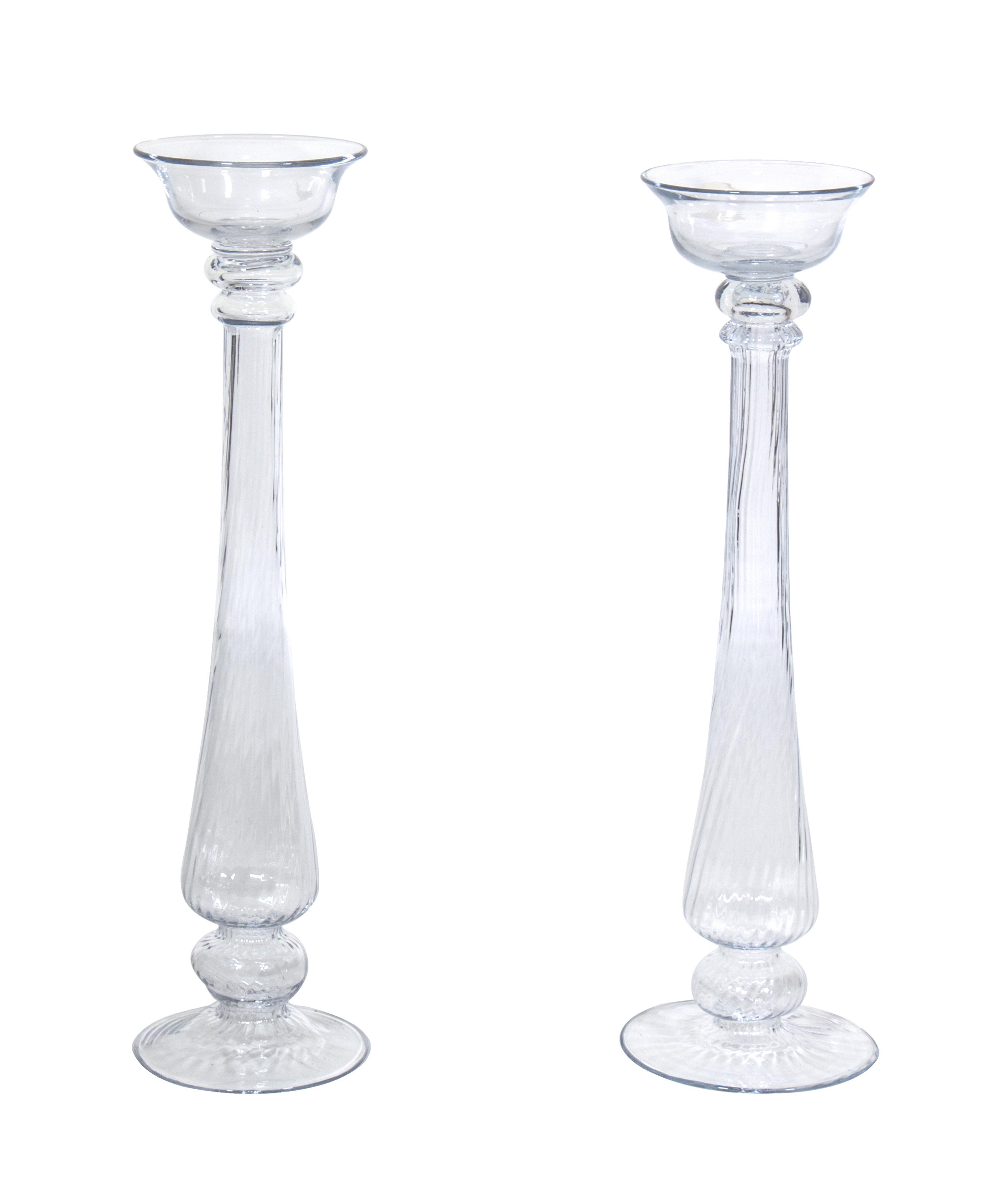 A Pair of Italian Blown Glass Pricket Sticks Height 27 inches. — SECOND HALF 20TH CENTURY
