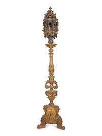 A Venetian Painted and Parcel Gilt Lantern on Stand