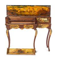 A Rococo Style Painted Zither on Stand