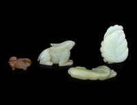 Four Chinese Jade and Aagte 'Animal’ Carvings