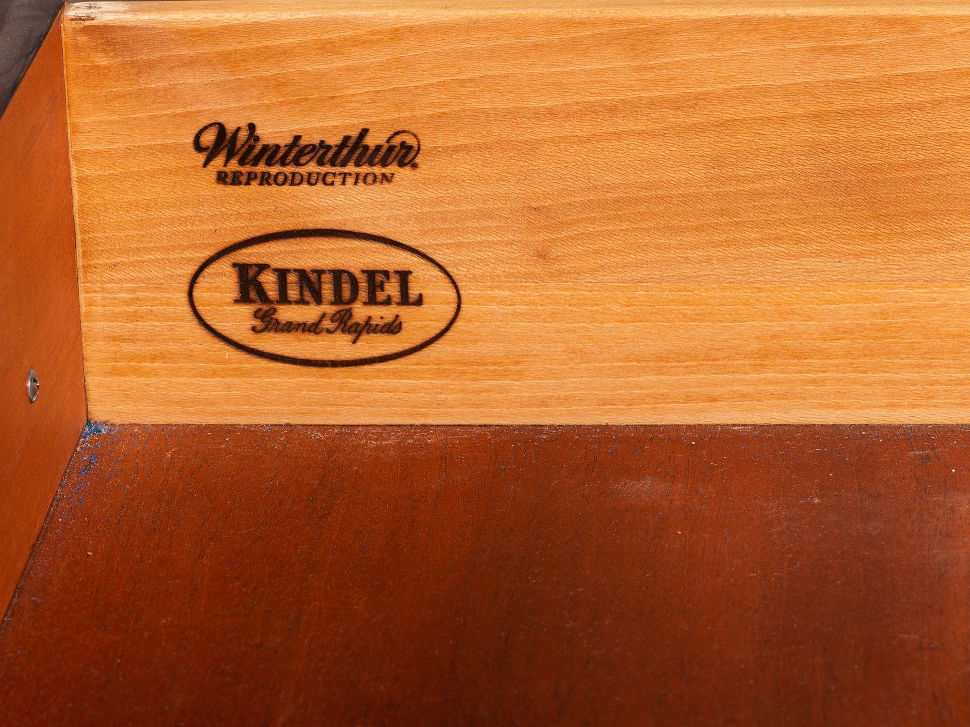A Kindel Chippendale Revival Shell-and-Block Front Desk-and-Bookcase