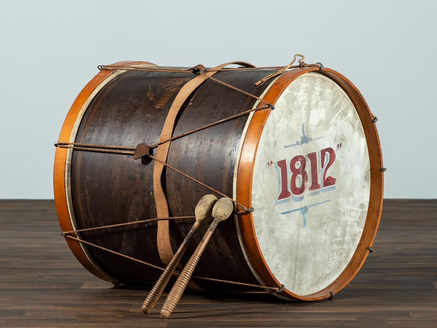 A Paint Decorated and Parcel Gilt 1812 Parade Bass Drum