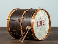 A Paint Decorated and Parcel Gilt 1812 Parade Bass Drum