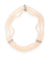 HONORA, CULTURED PEARL AND DIAMOND NECKLACE