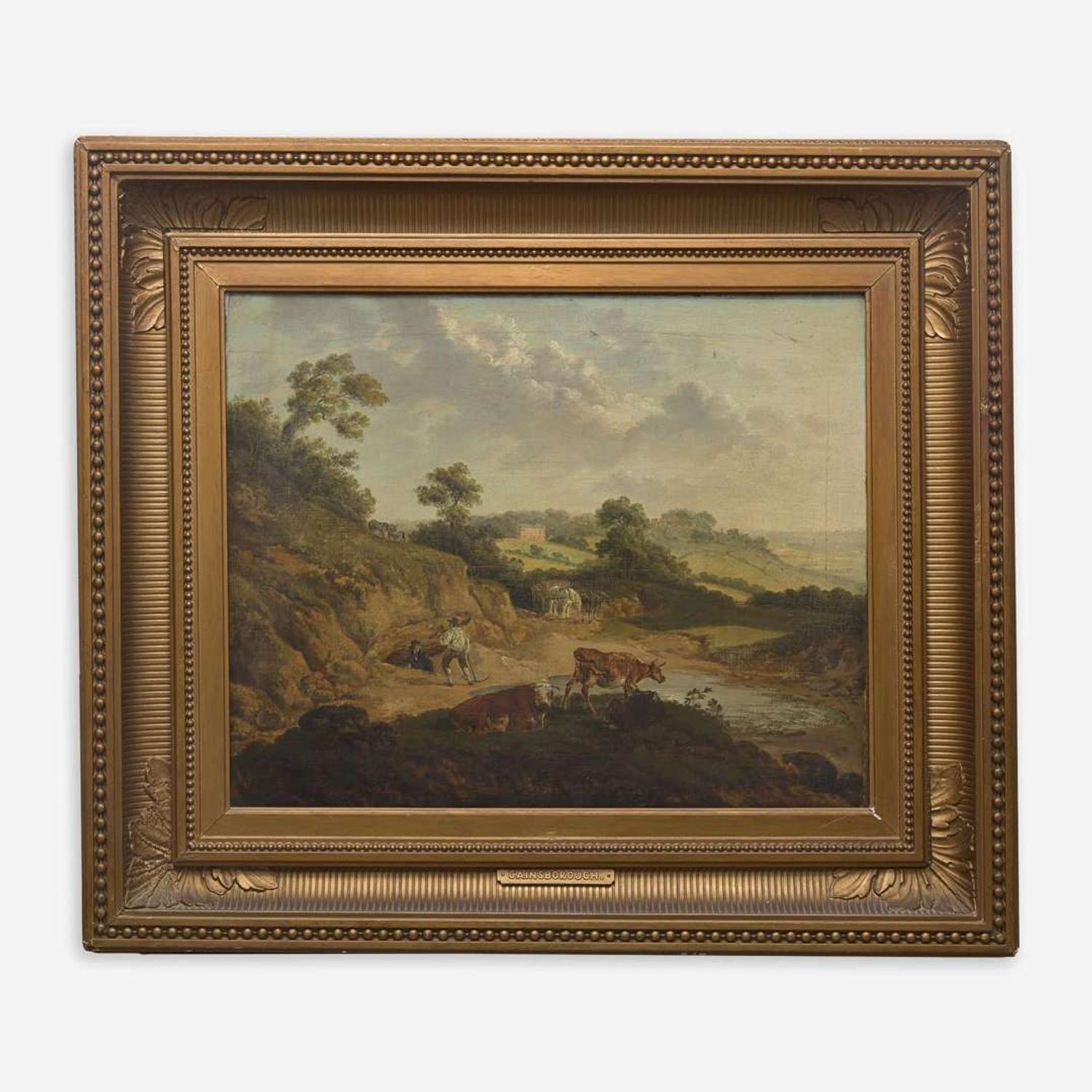 Attributed to Thomas Hand (British, 1771–1804) Extensive Landscape with Figures, Cattle, Horses and Donkeys, with Building in Distance