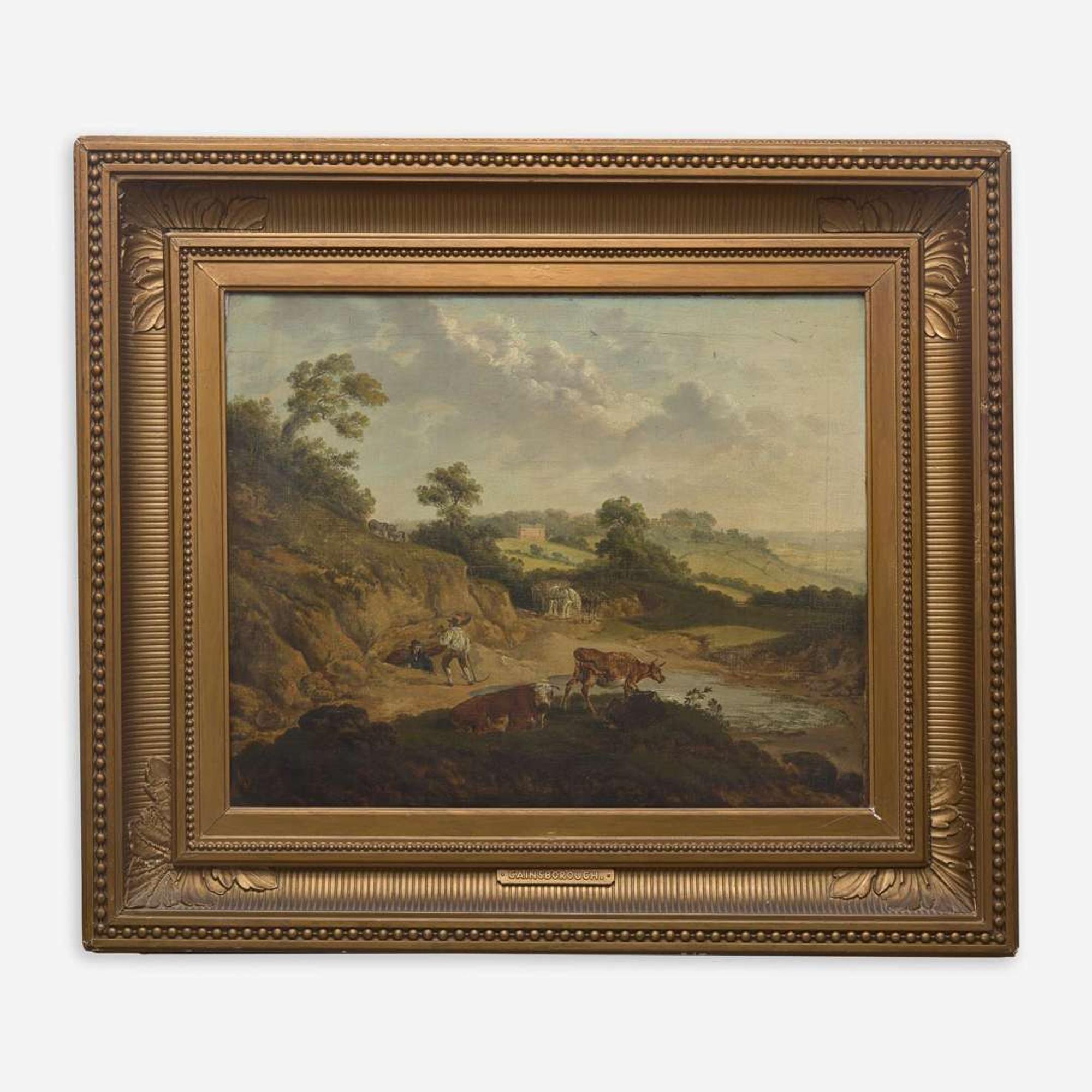 Attributed to Thomas Hand (British, 1771–1804) Extensive Landscape with Figures, Cattle, Horses and Donkeys, with Building in Distance