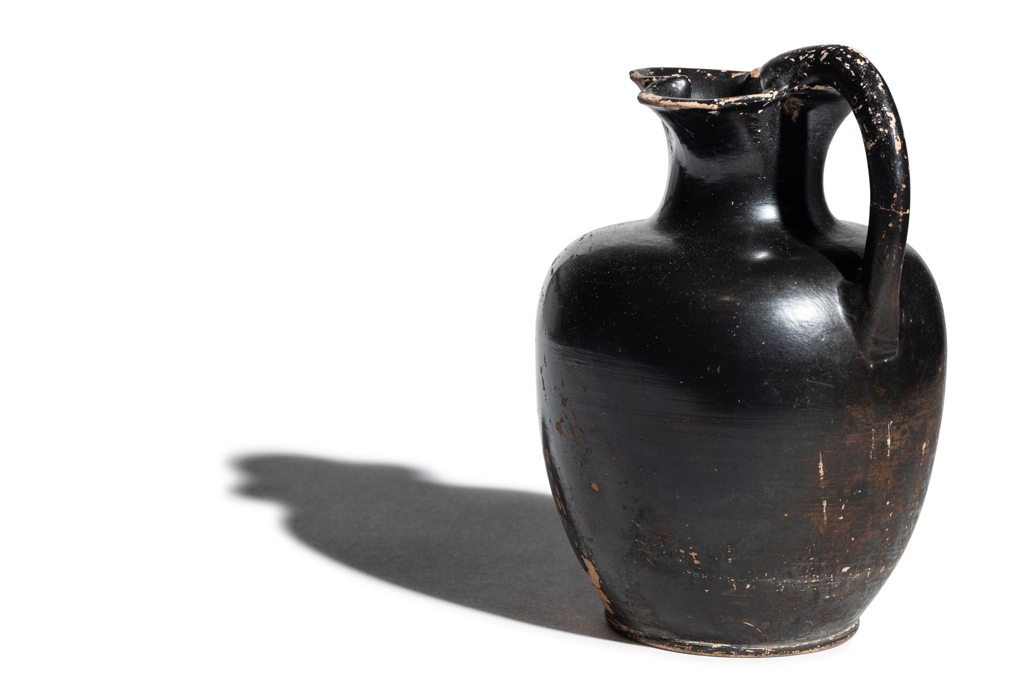 A Greek Black-Glazed Trefoil Oinochoe