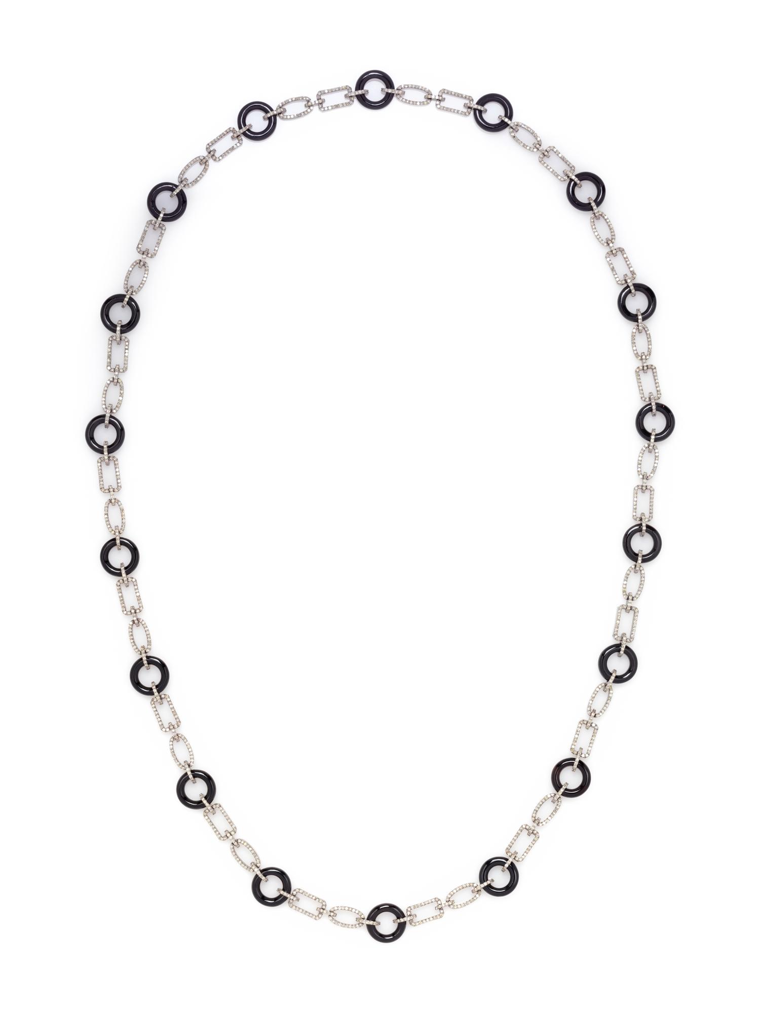 DIAMOND AND BLACK LINK NECKLACE