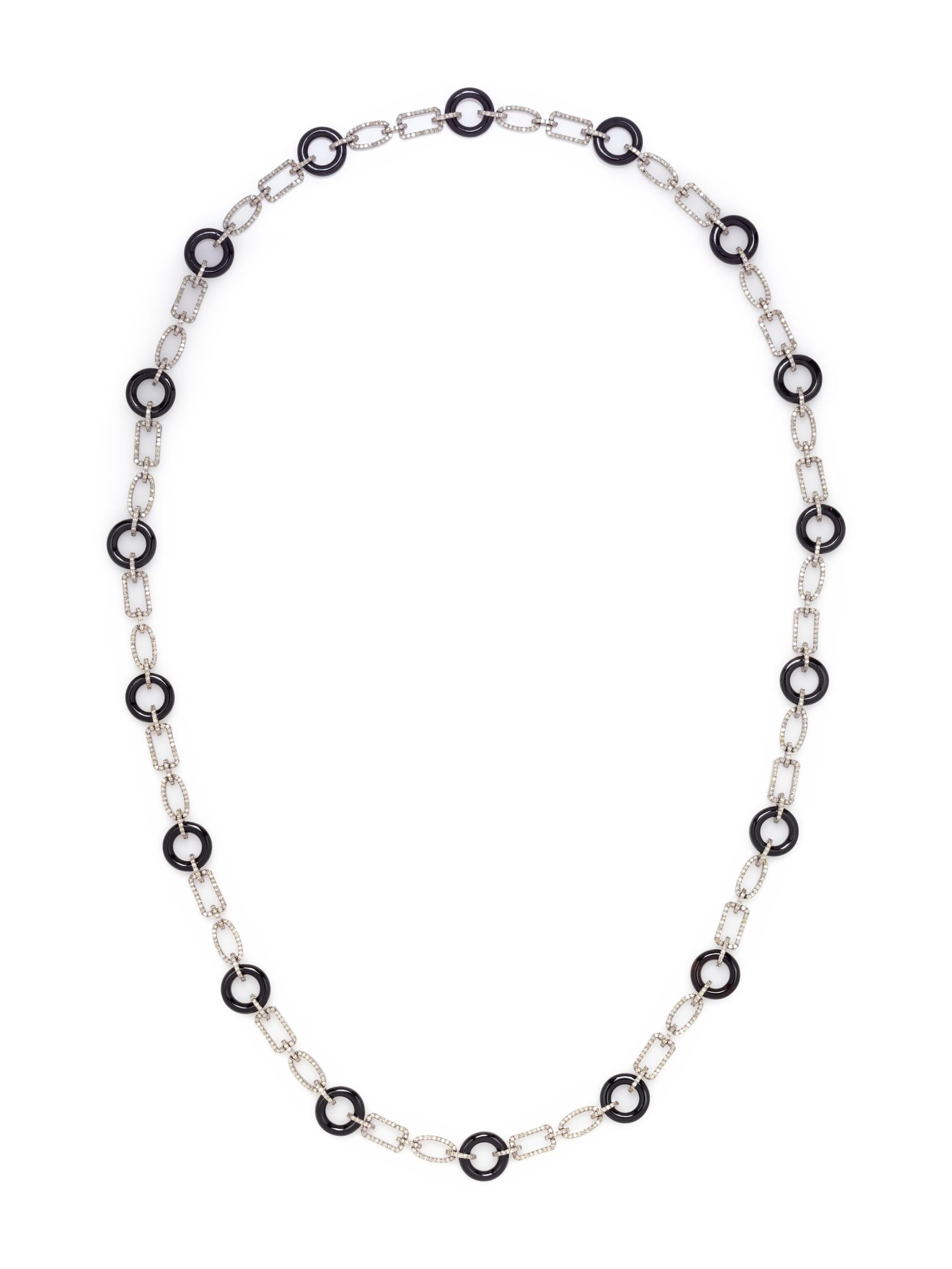 DIAMOND AND BLACK LINK NECKLACE