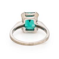Synthetic Green Gemstone and White Gold Ring