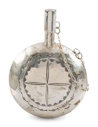 Navajo Stamped Silver Tobacco Canteen