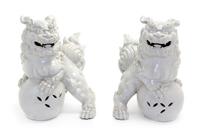 A Pair of Japanese Ceramic Temple Lions Height 20 1/2 inches.