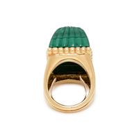 R. STONE, VINTAGE, DIAMOND AND MALACHITE RING