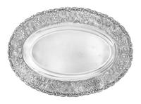 An American Silver Serving Platter, S. Kirk & Son, Baltimore, MD, Repousse pattern, of oval form.