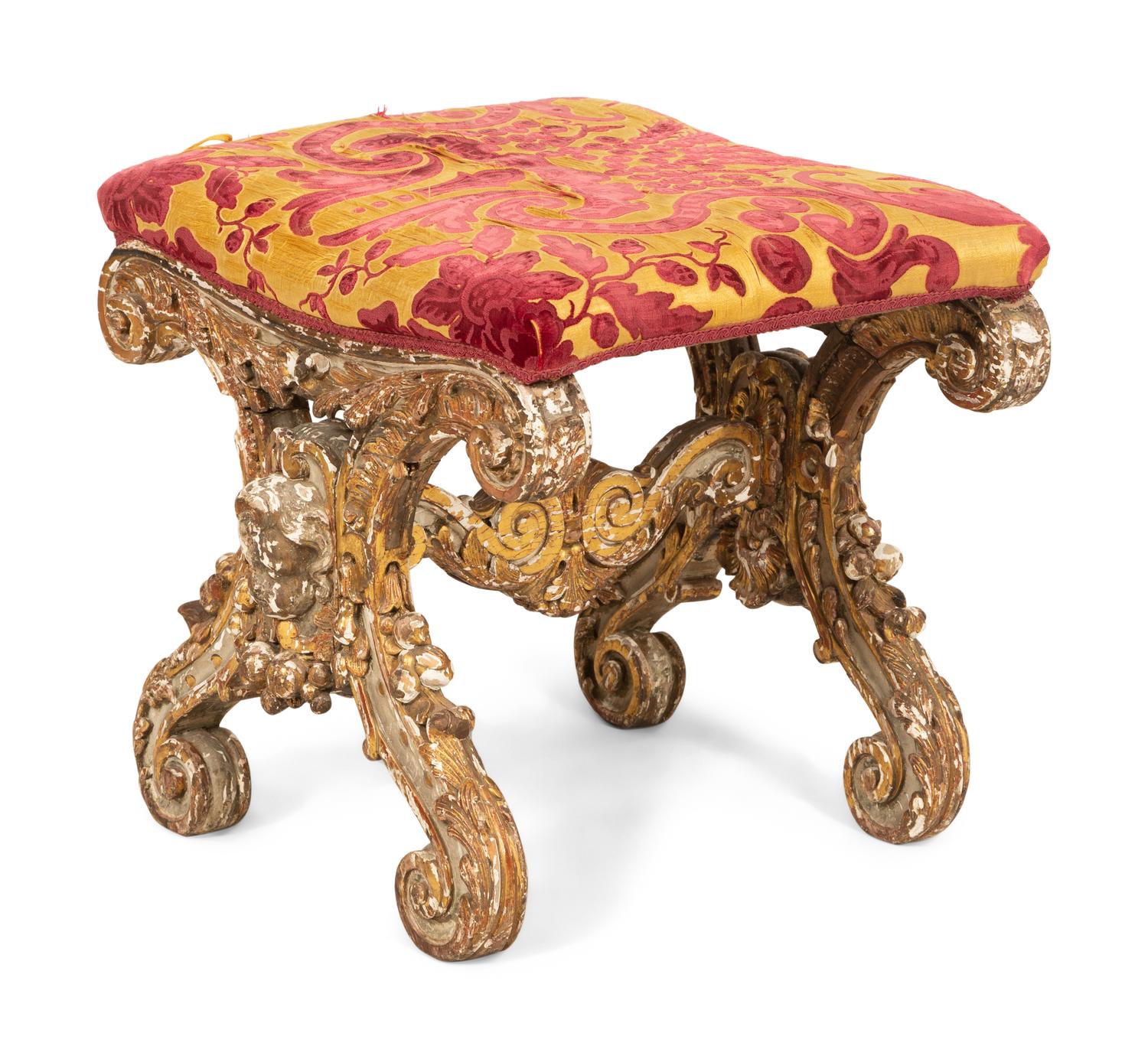An Italian Giltwood X-form Stool