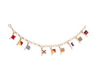 YELLOW GOLD AND ENAMEL FLAG CHARM BRACELET