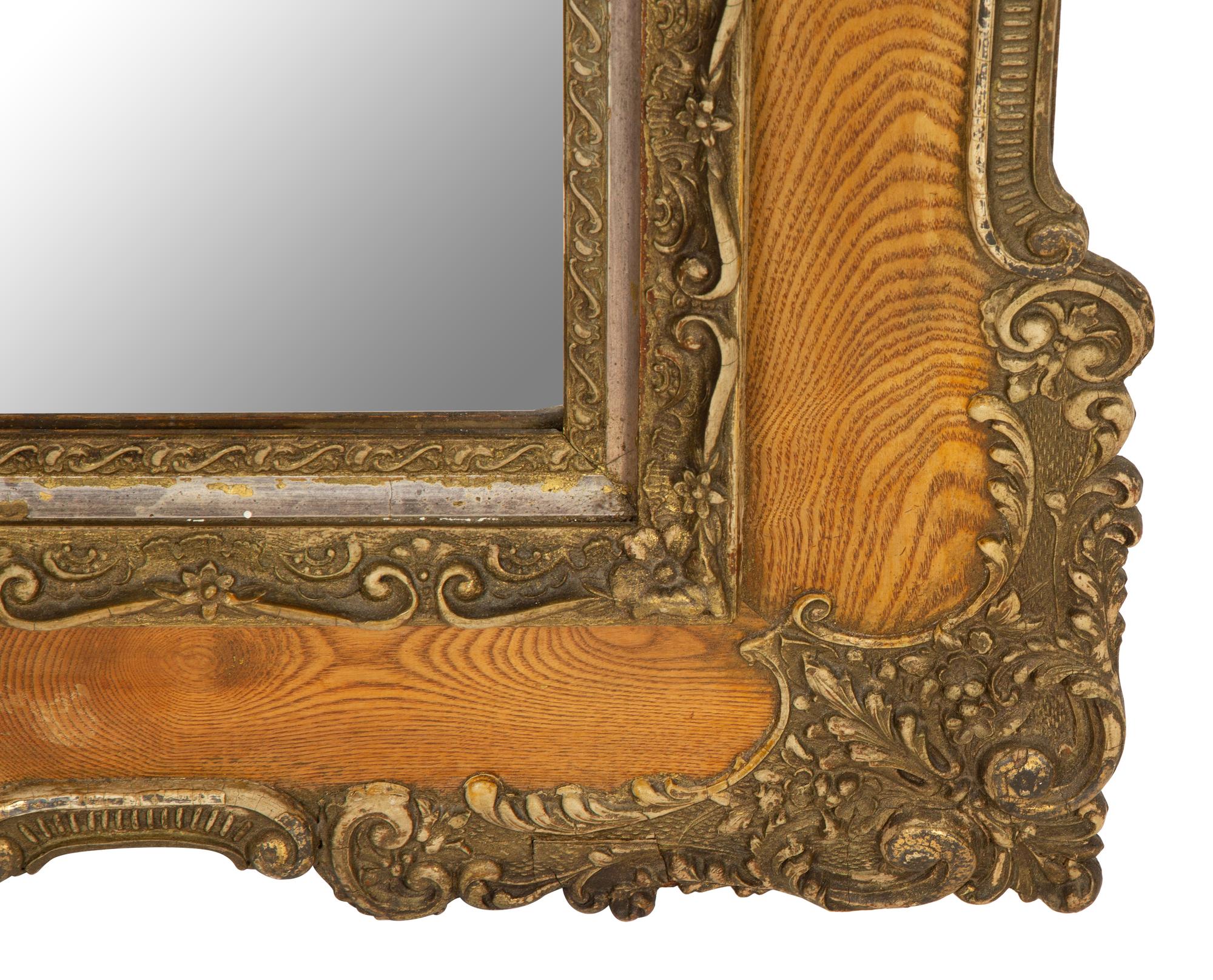 A French Carved and Painted Wood Mirror