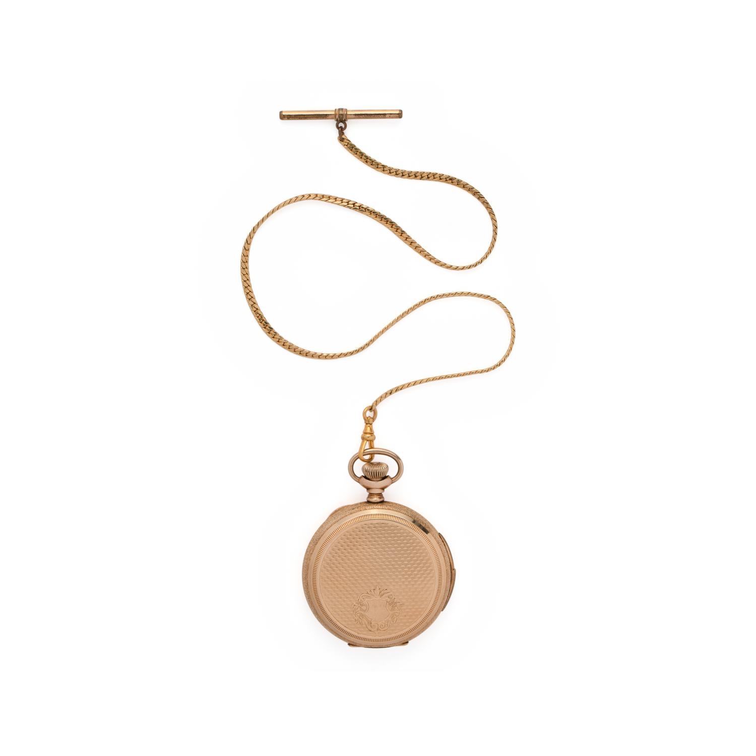GOLD-FILLED QUARTER REPEATER HUNTER CASE POCKET WATCH AND FOB CHAIN