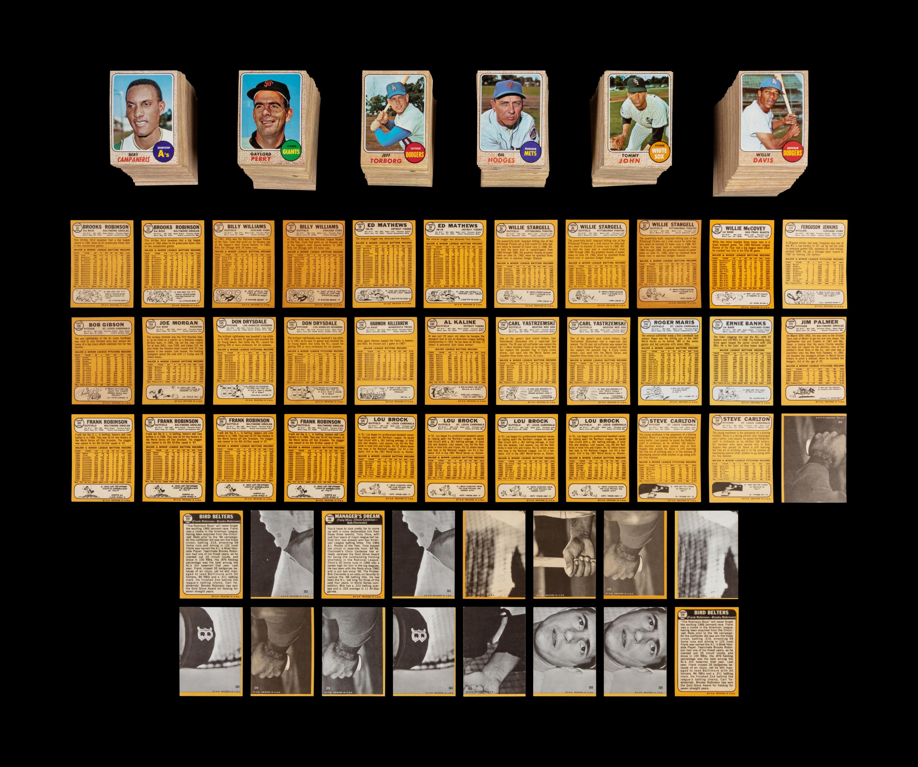 A Collection of Over 700 1968 Topps Baseball Cards With Multiple Hall of Famers