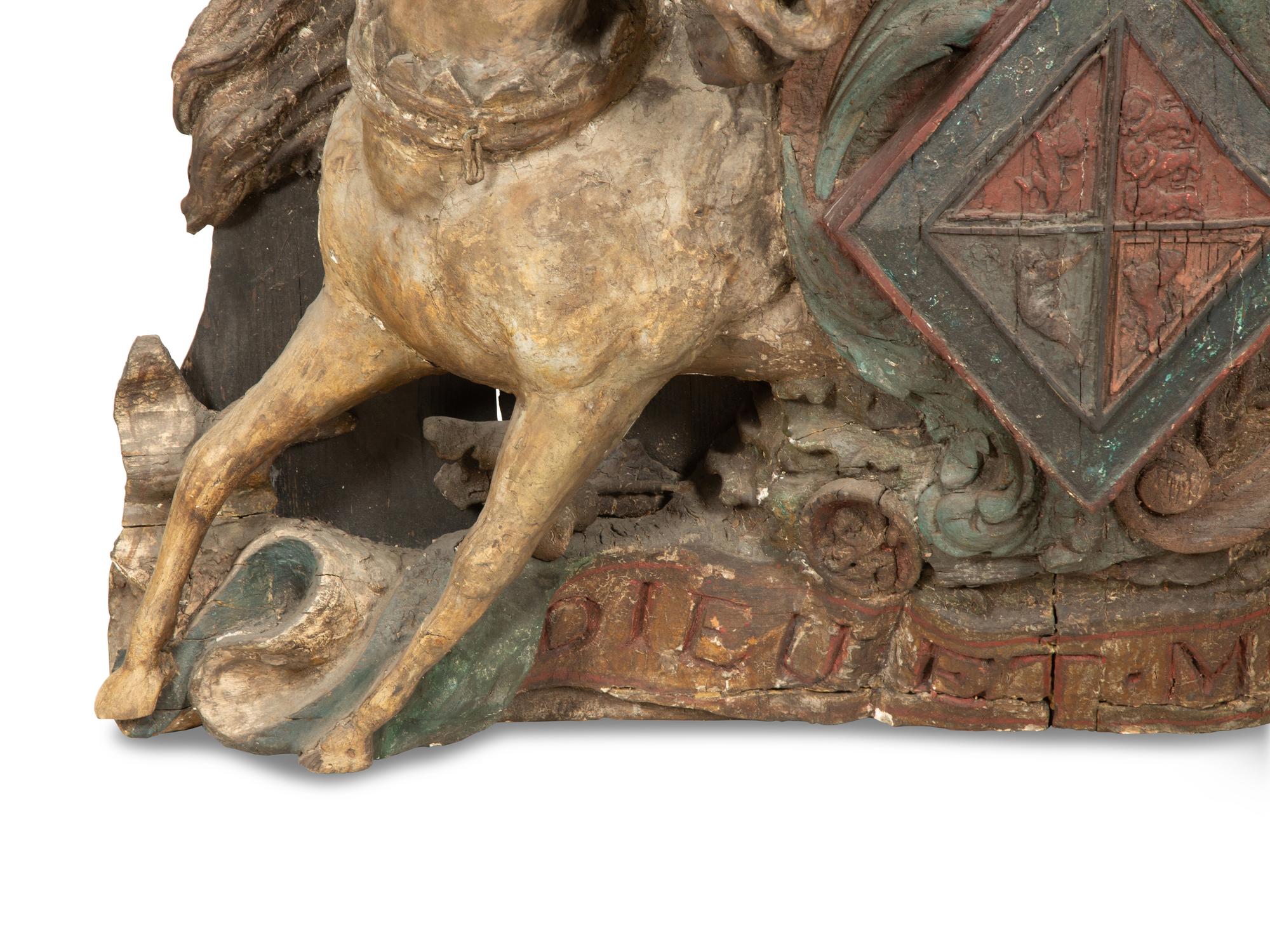 A Large Carved and Polychrome Decorated Coat of Arms of the United Kingdom