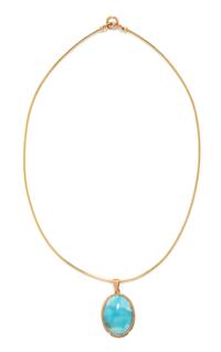 YELLOW GOLD AND LARIMAR PENDANT/NECKLACE
