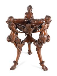 An Italian Carved Walnut Figural Basin