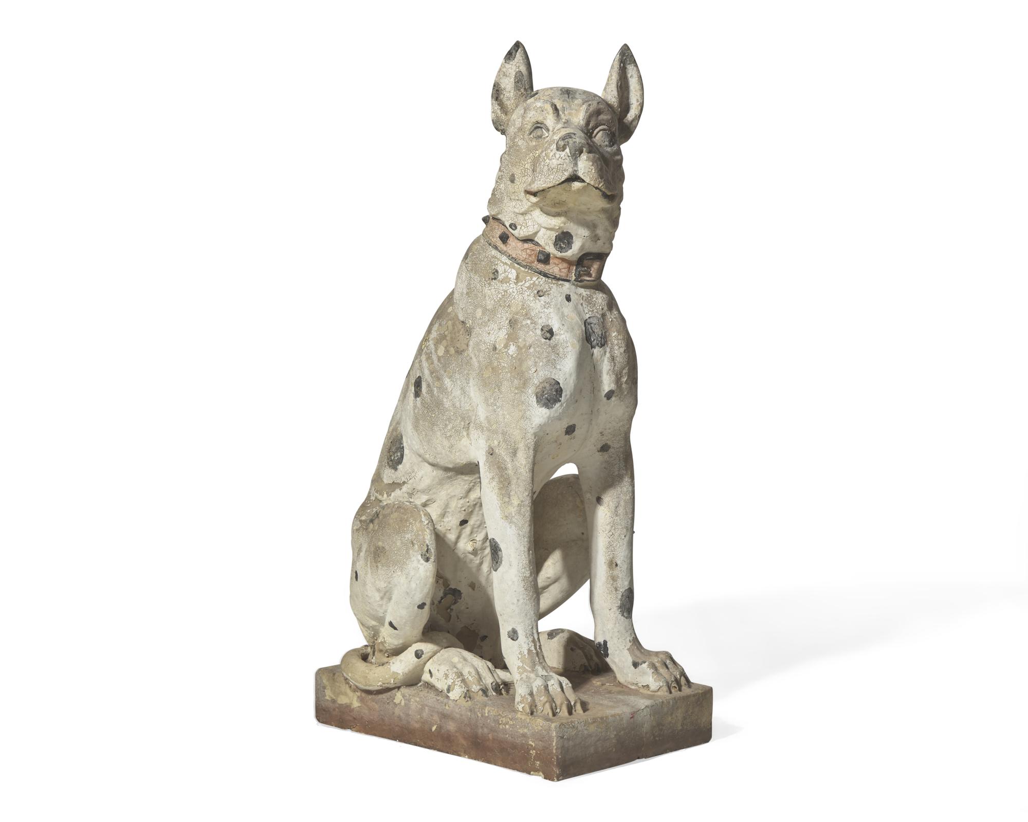 A painted cast resin figure of a mastiff, probably 20th century