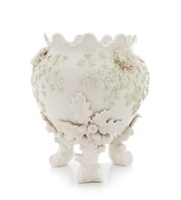 A Belleek Tripod Shamrock Jardiniere Height 10 3/4 inches. — FOURTH GREEN MARK (1946-1955)