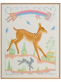 untitled, deer with Rainbow Guardian