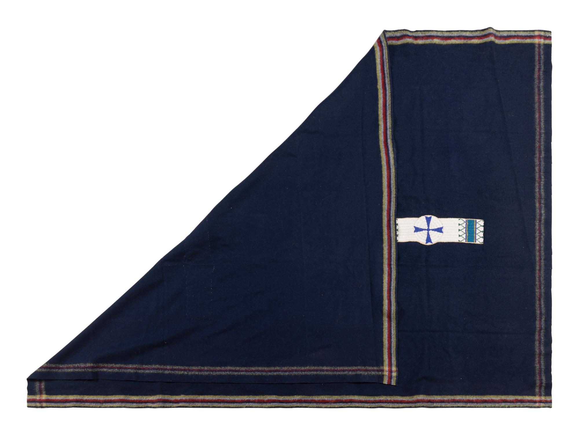 Sioux Beaded Blanket Strip, on Trade Wool Blanket
