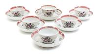 Six Chinese Export Famille Rose Porcelain Cups with Undertrays Diameter of larger undertray 5 1/2 inches. — 19TH CENTURY