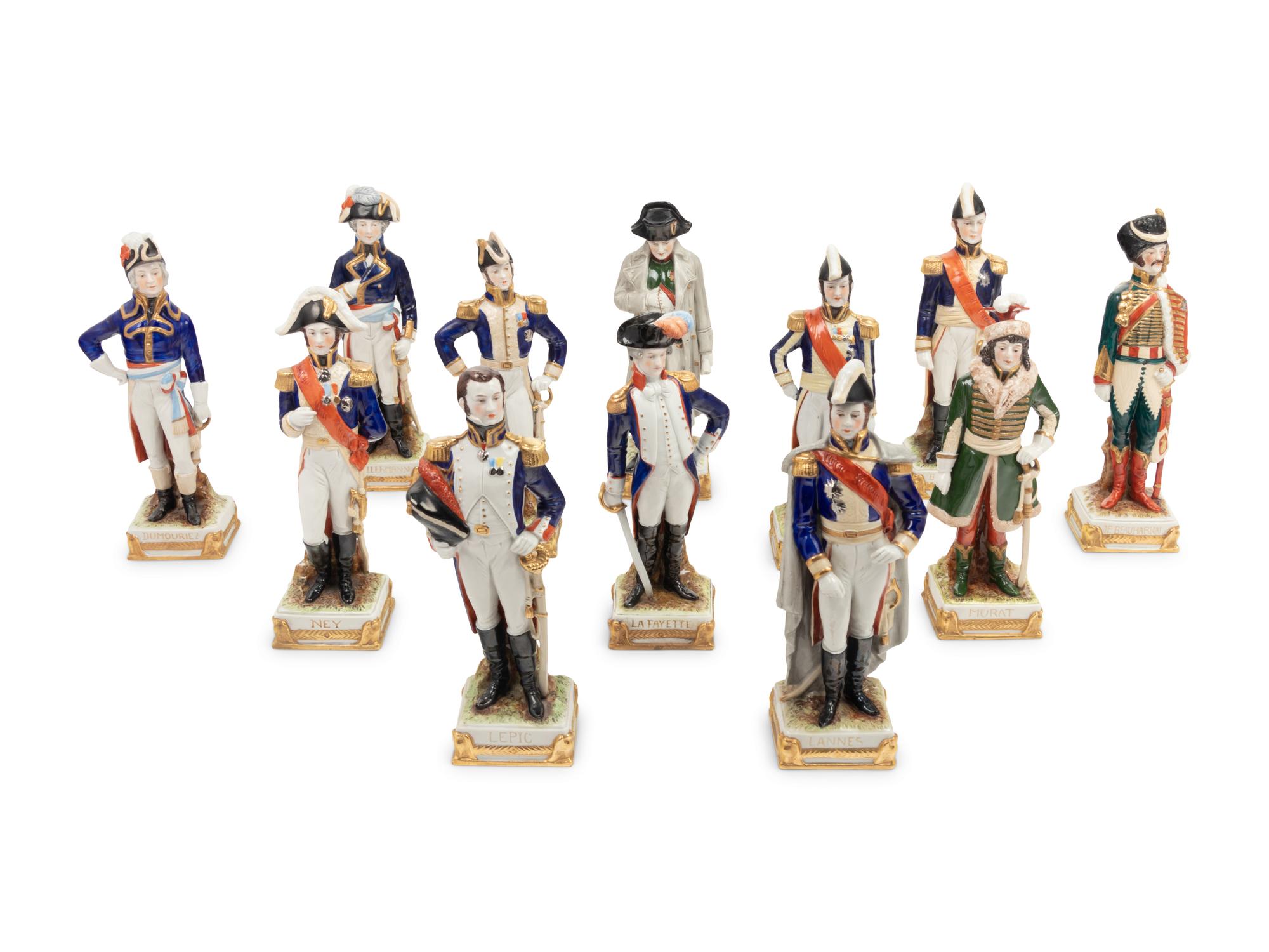 Twelve Scheibe-Alsbach Porcelain Figures of Napoleonic Soldiers
