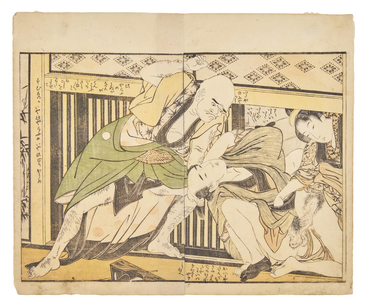 A Group of Japanese Woodblock Shunga Prints, 19th Century