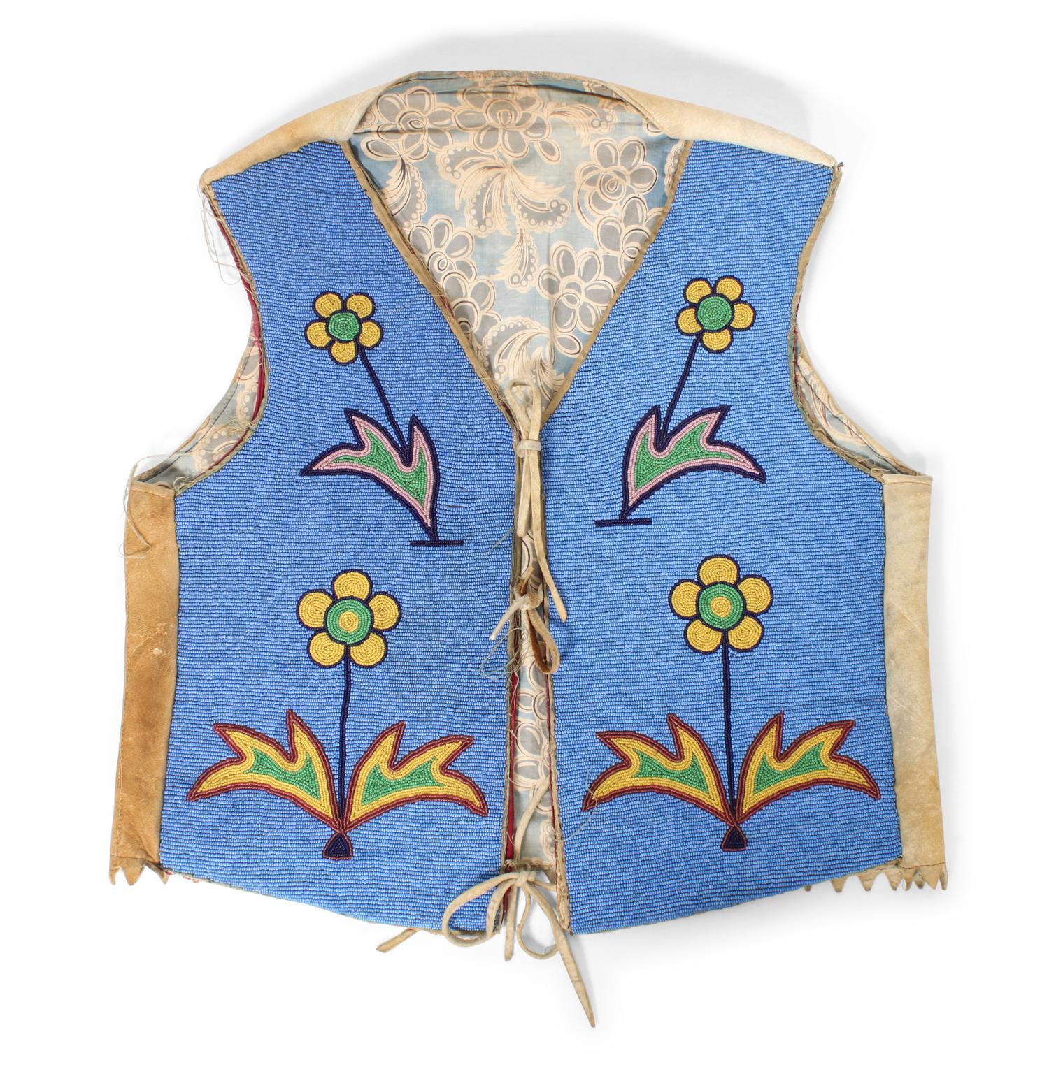 A Plateau Beaded Men's Vest Height 20 x width 18 1/4 inches. — CIRCA 1900