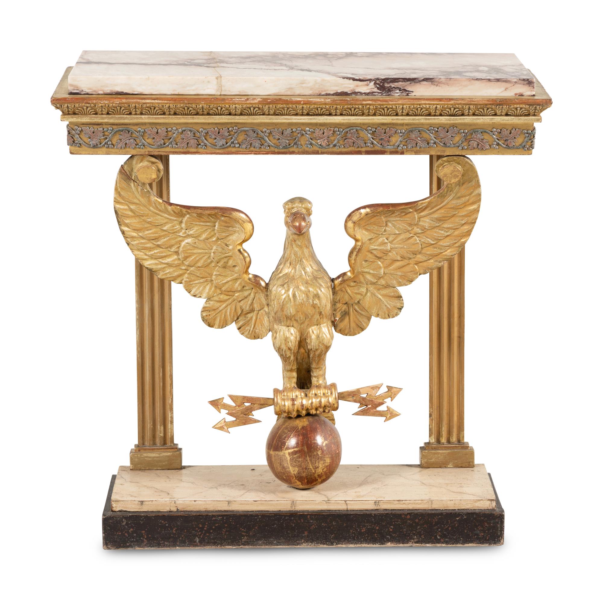 A Swedish Giltwood Marble-Top Pier Table