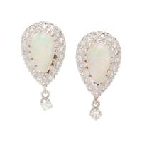OPAL AND DIAMOND EARCLIPS