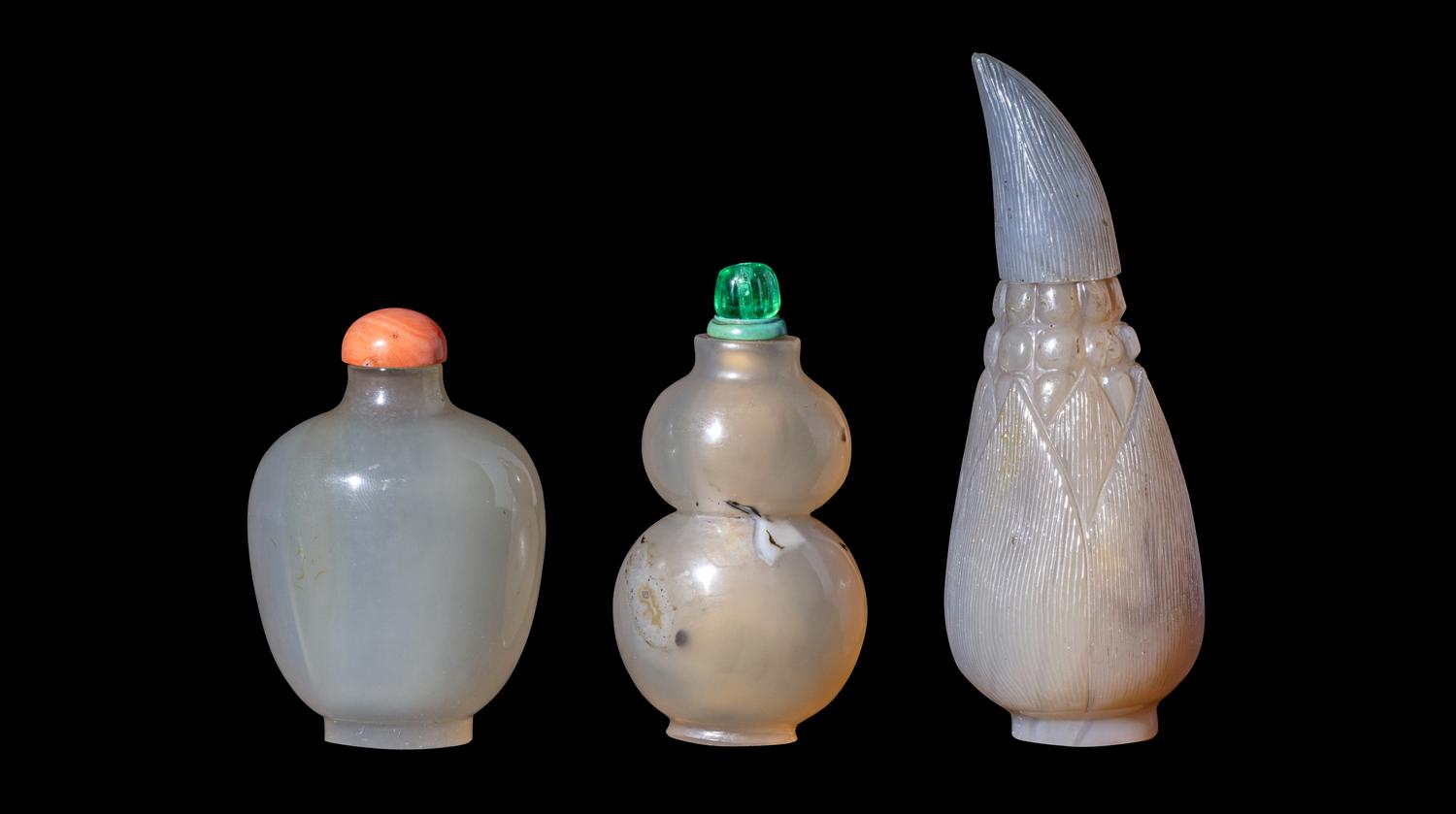 Three Chinese Agate Snuff Bottles