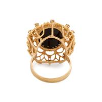 YELLOW GOLD, ONYX AND DIAMOND RING