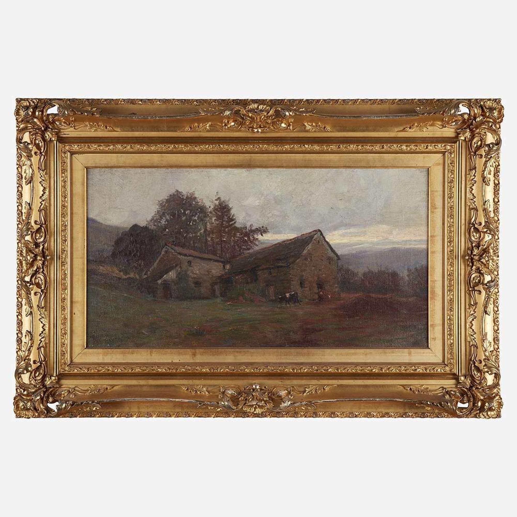 Hal Robinson (American, 1875-1933) Afternoon Landscape with Barns and Cows