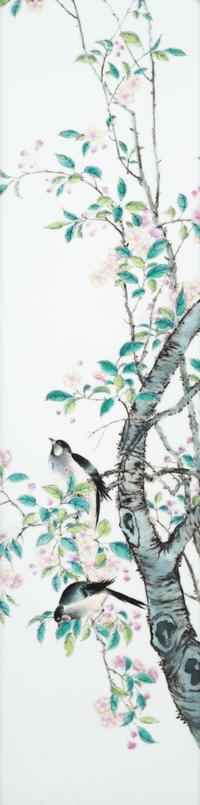Two Famille Rose Porcelain Wall Panels