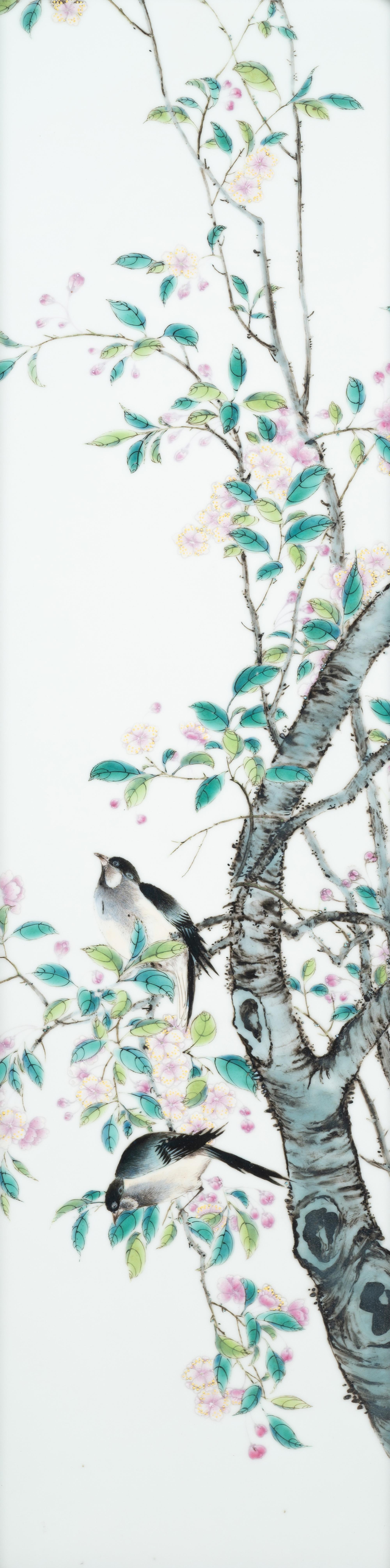 Two Famille Rose Porcelain Wall Panels