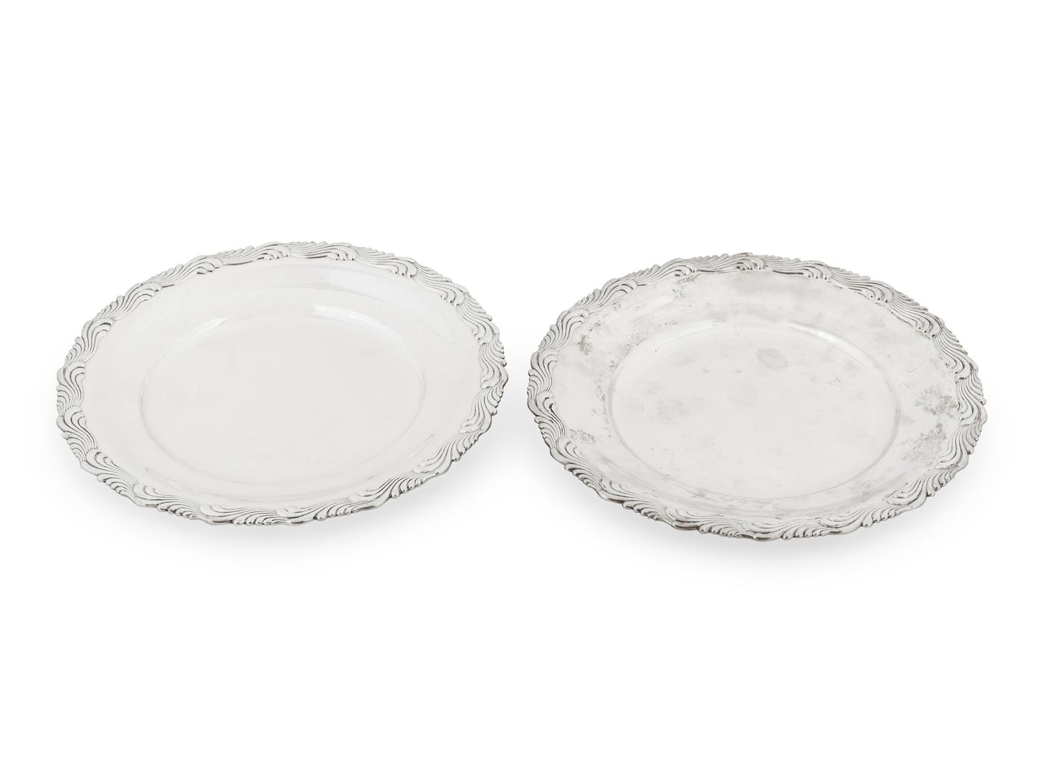 A Pair of Tiffany and Company Wave Edge Silver Trays