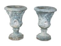 A Pair of Cast Cement Garden Urns