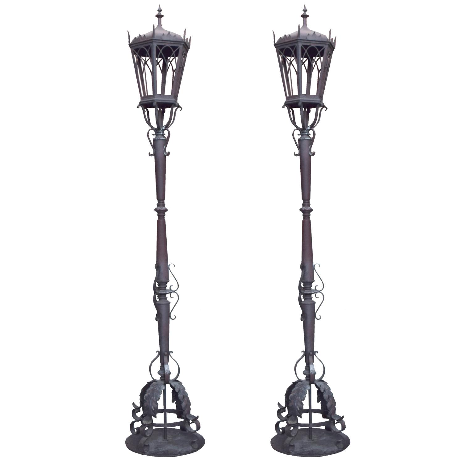 A Pair of Argentine Wrought Iron Torchieres 21" W x 21" D x 117" H — Argentina, Circa 1930