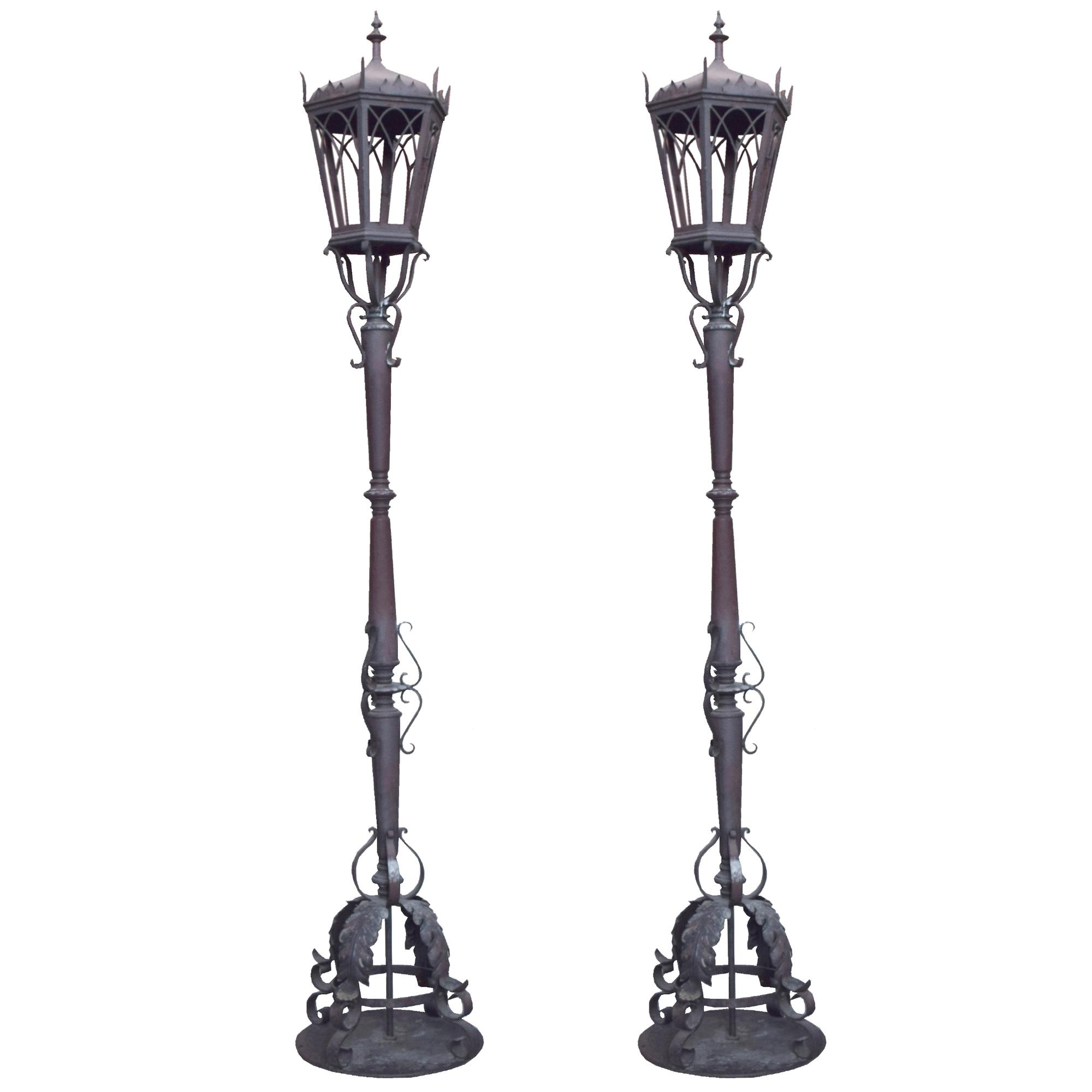A Pair of Argentine Wrought Iron Torchieres 21" W x 21" D x 117" H — Argentina, Circa 1930